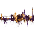 Cologne Germany Skyline Purple & Gold Mural Wallpaper - pure wallpaper artwork