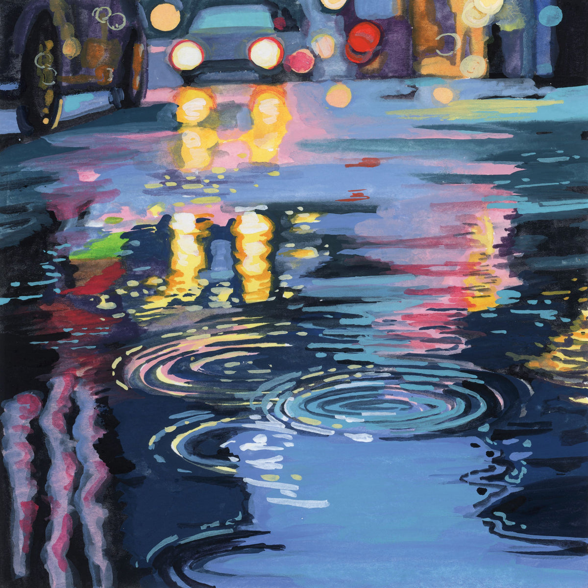 Rain Drops on City Road Mural Wallpaper - pure wallpaper artwork