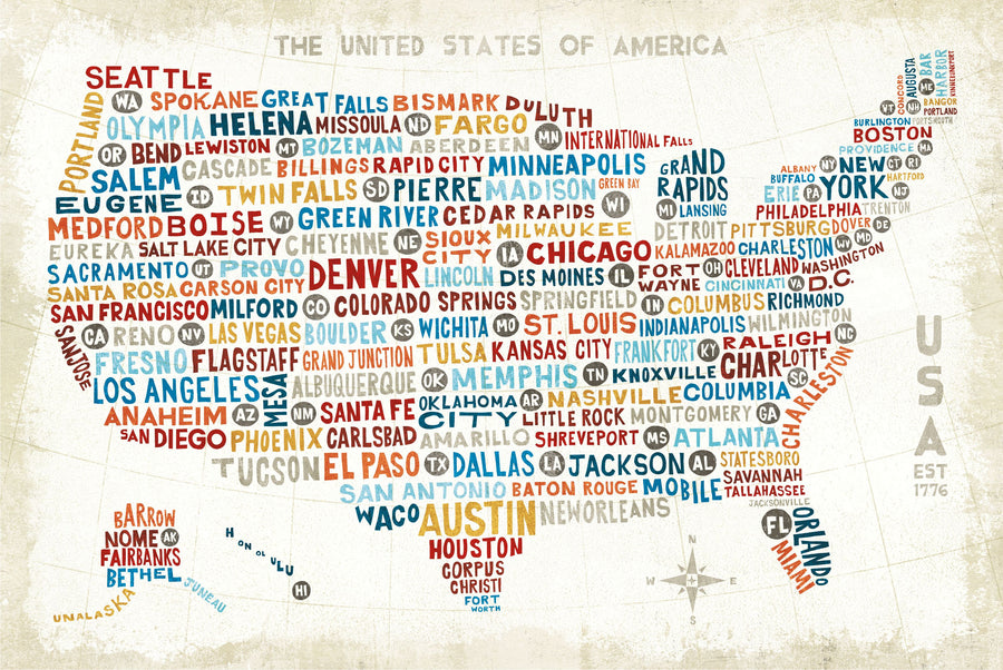 US City Map Mural Wallpaper