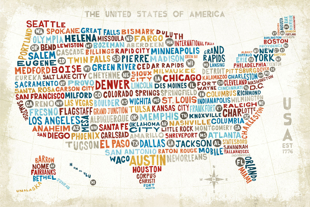 US City Map Mural Wallpaper - pure wallpaper artwork