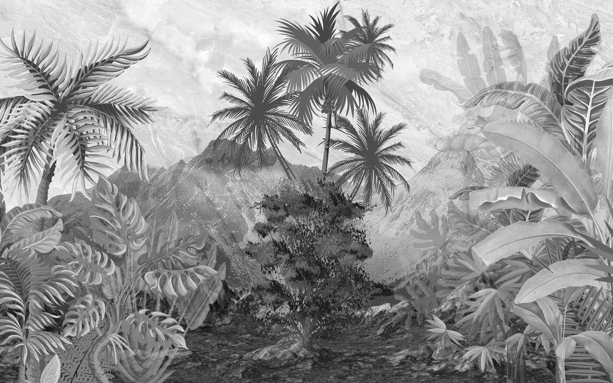 Banana Trees Sketching Mural Wallpaper - pure wallpaper artwork