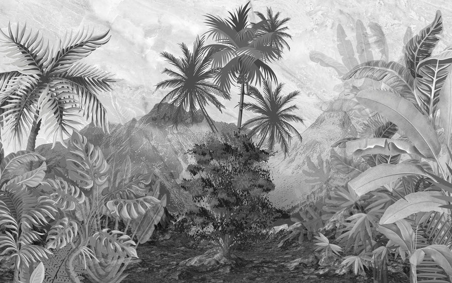Forest Wallpaper Mural – Woodland Wall Mural – Banana Trees Sketching printable artwork