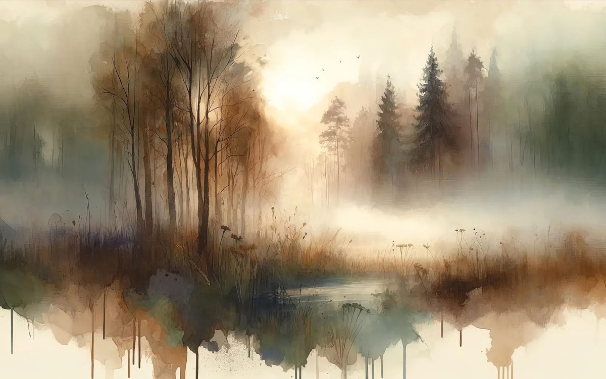 Misty Forest Escape Mural Wallpaper - pure wallpaper artwork
