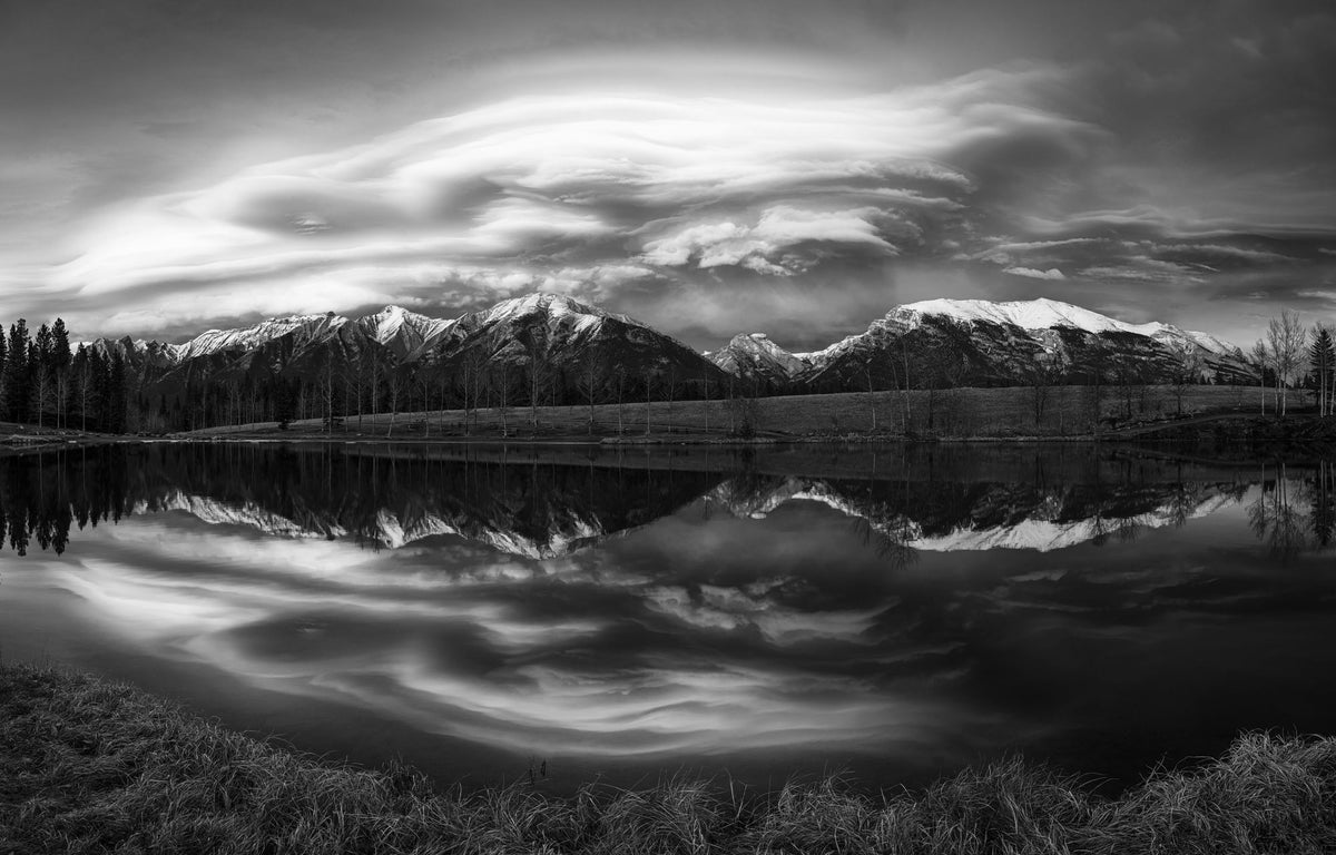 Chinook Clouds BW Mural Wallpaper - pure wallpaper artwork
