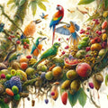 Jungle Symphony in Vivid Hues Mural Wallpaper - pure wallpaper artwork