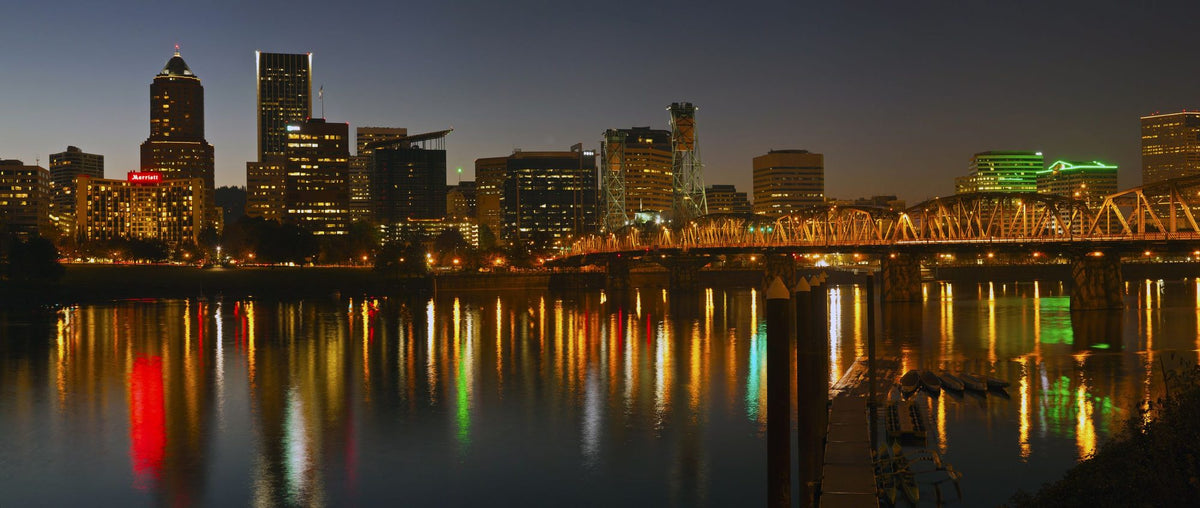 Riverfront Nightscape Mural Wallpaper - pure wallpaper artwork