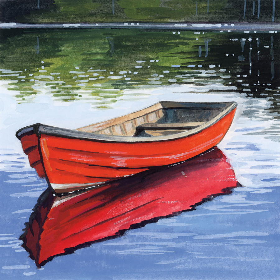 Fishing Boat on Still Water Mural Wallpaper