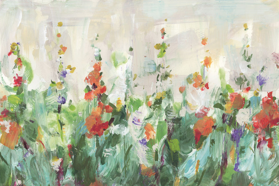 Row of Bright Flowers Mural Wallpaper