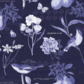 Botanical Postcard Blue Mural Wallpaper - pure wallpaper artwork