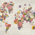 Botanical Floral Map Gray No Words Mural Wallpaper - pure wallpaper artwork