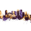 West Palm Beach Florida Skyline Purple & Gold Mural Wallpaper - pure wallpaper artwork