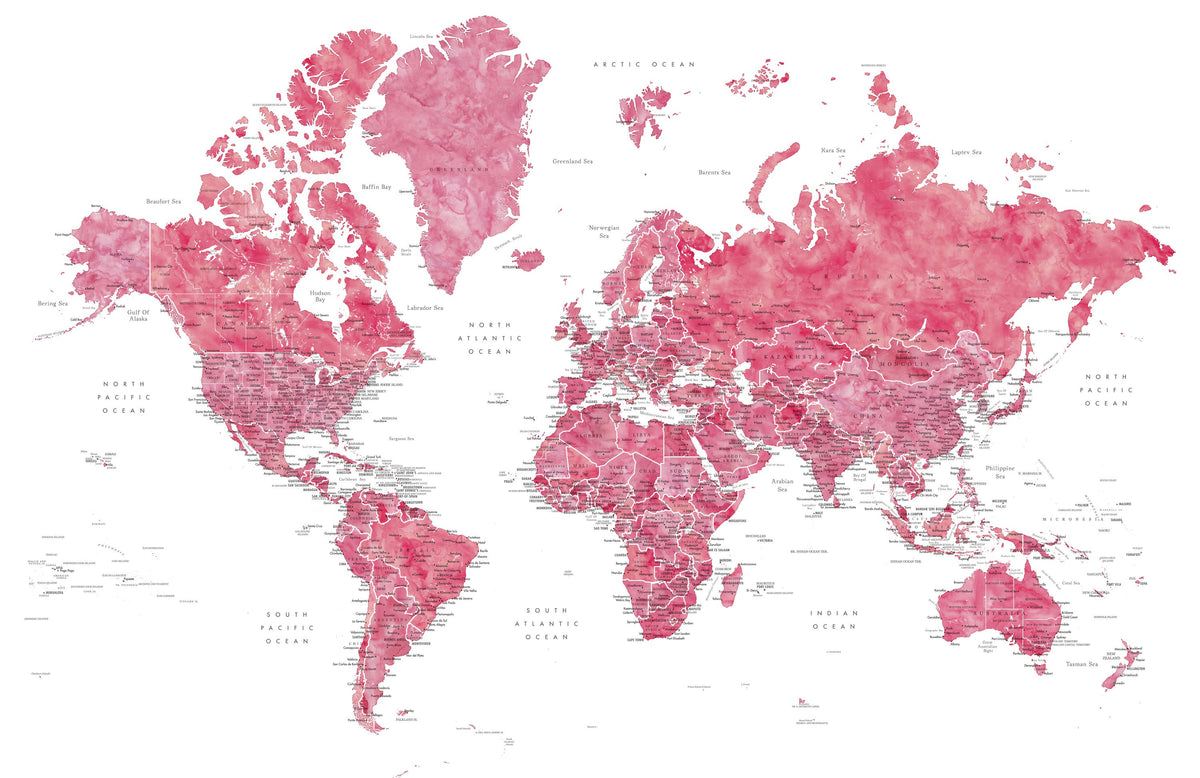 World Map Cities - Wanda Mural Wallpaper - pure wallpaper artwork