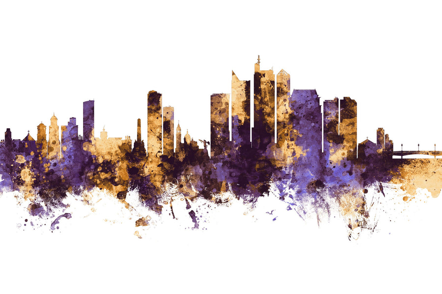 Manila Philippines Skyline Purple & Gold Mural Wallpaper