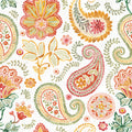 Harvest Paisley Mini White Mural Wallpaper - pure wallpaper artwork