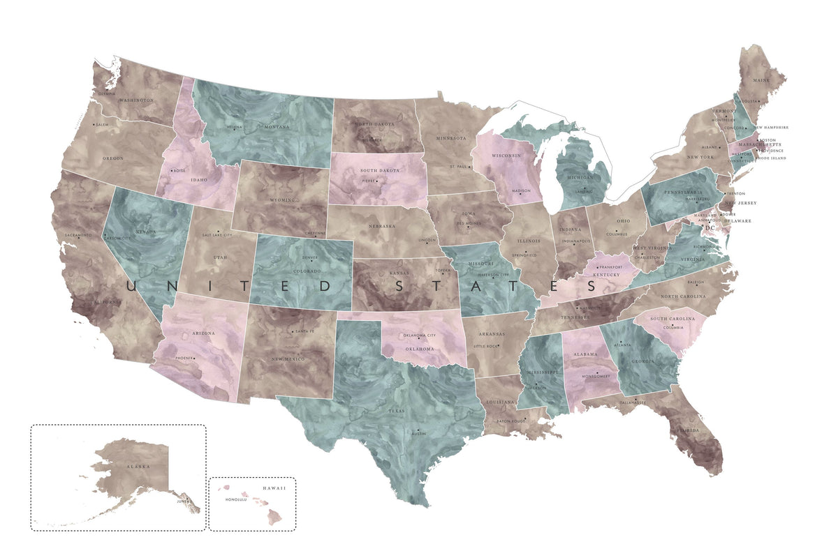 US State Map - Leire Mural Wallpaper - pure wallpaper artwork