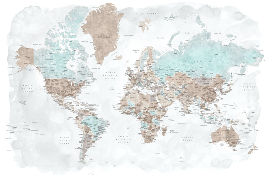 World Map Cities - Colleteh Mural Wallpaper