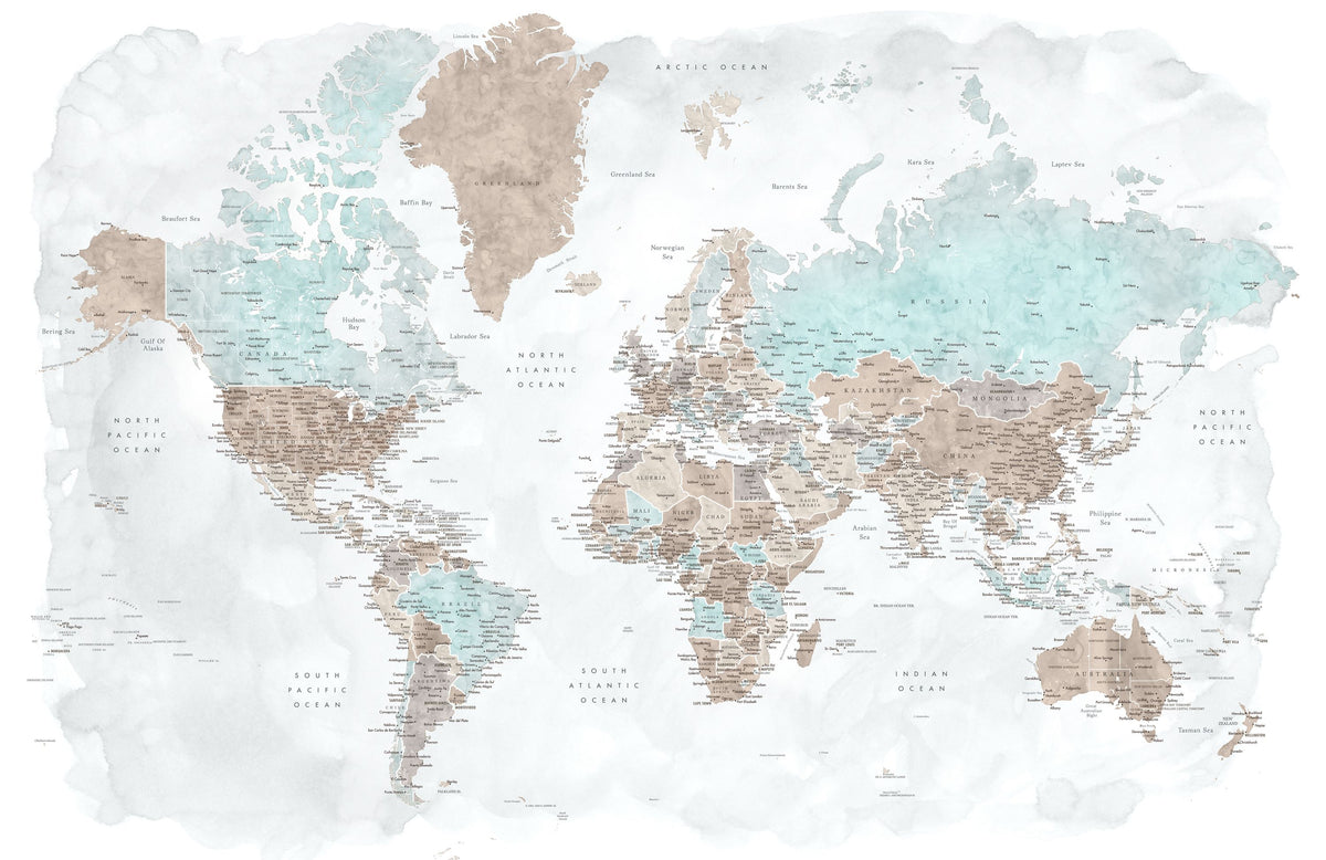 World Map Cities - Colleteh Mural Wallpaper - pure wallpaper artwork