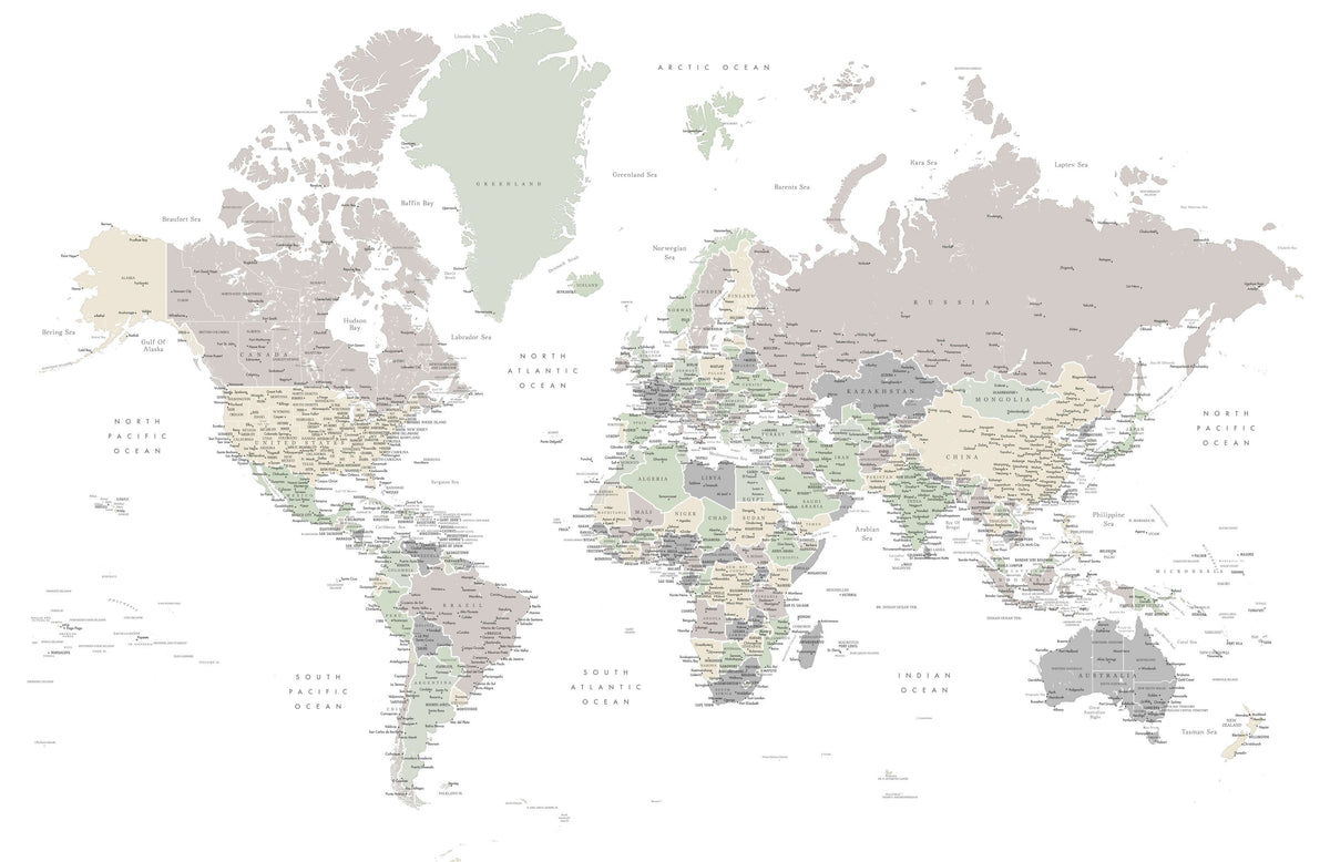 World Map Cities - Anouk Mural Wallpaper - pure wallpaper artwork