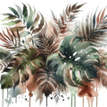 Tropical Rains on Monstera Leaves Mural Wallpaper - pure wallpaper artwork