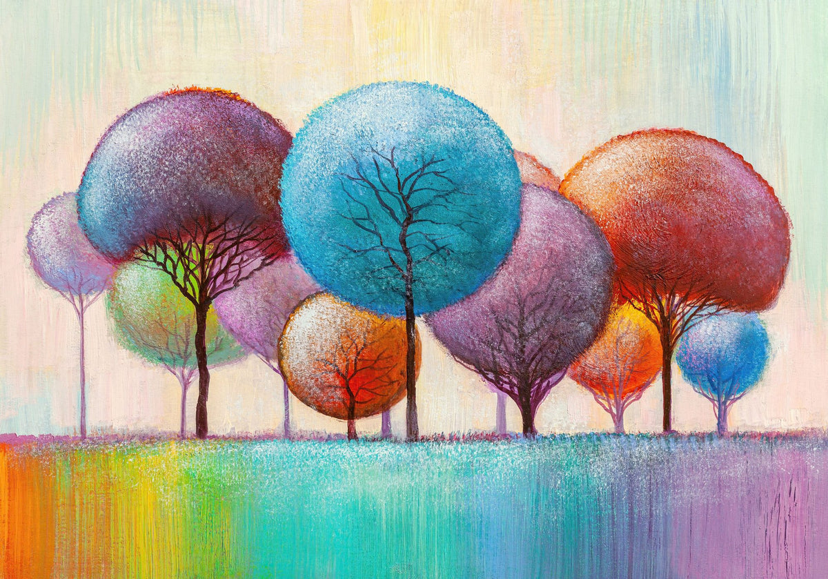 Whimsical Tree Grove Mural Wallpaper - pure wallpaper artwork