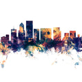 Portland Oregon Skyline Blue & Bronze Mural Wallpaper - pure wallpaper artwork