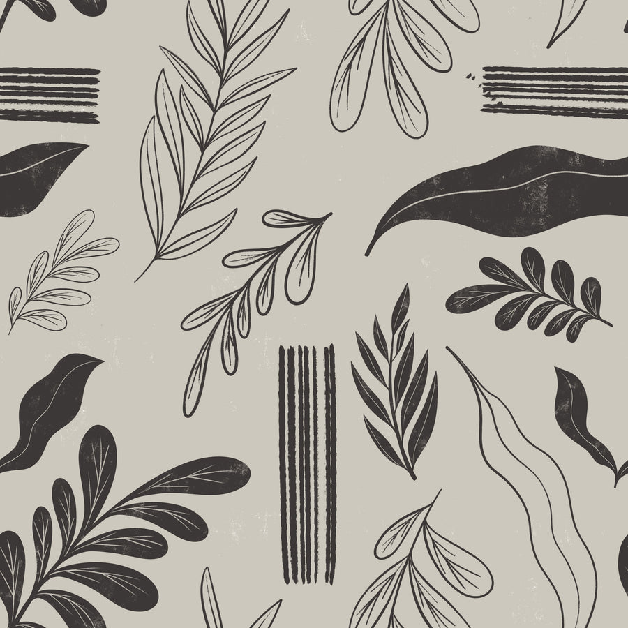 Autumn Leaves Dark Gray Mural Wallpaper