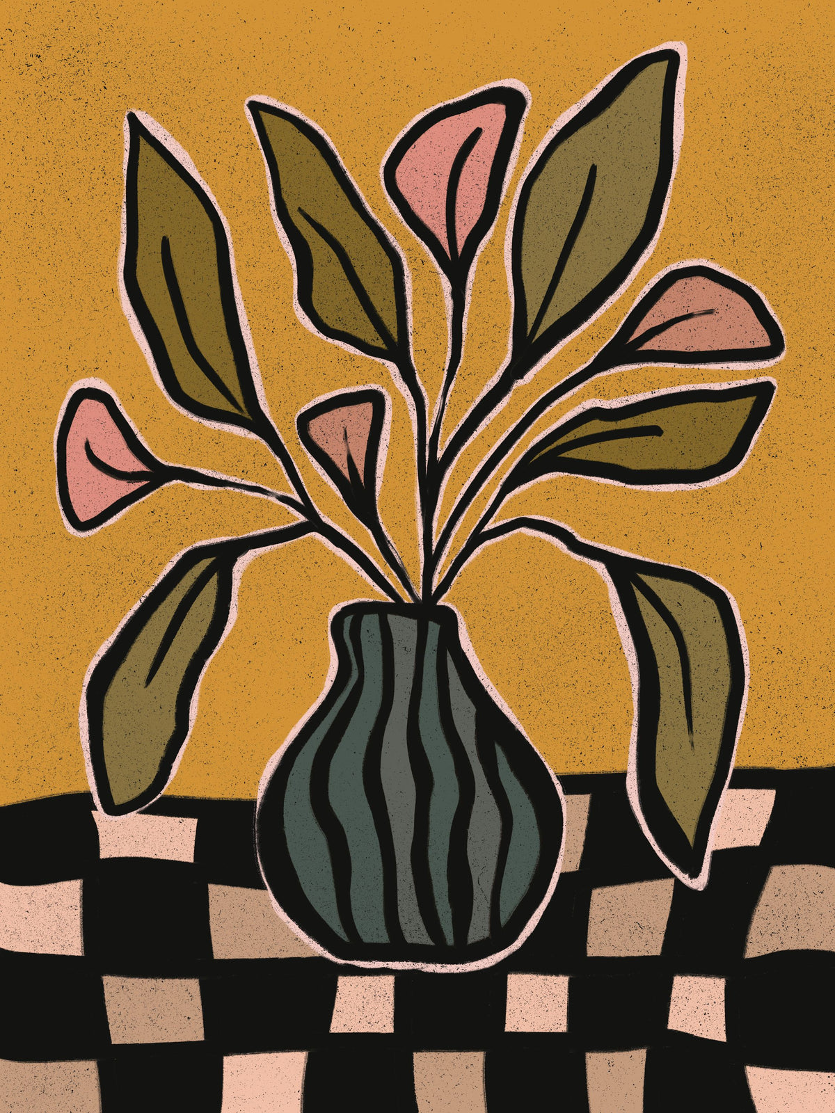 Checkerboard Floral II Mural Wallpaper - pure wallpaper artwork