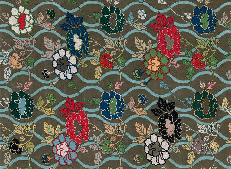 Japanese Flower Fans Mural Wallpaper