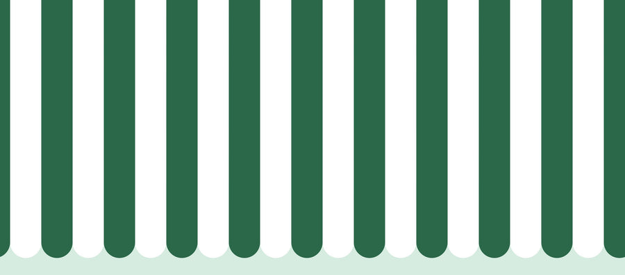 Scalloped Circus Stripes, Salamander Green Mural Wallpaper