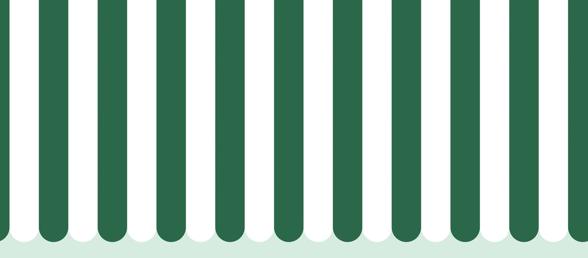 Scalloped Circus Stripes, Salamander Green Mural Wallpaper - pure wallpaper artwork