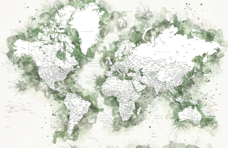 World Map Cities - Shawna Mural Wallpaper