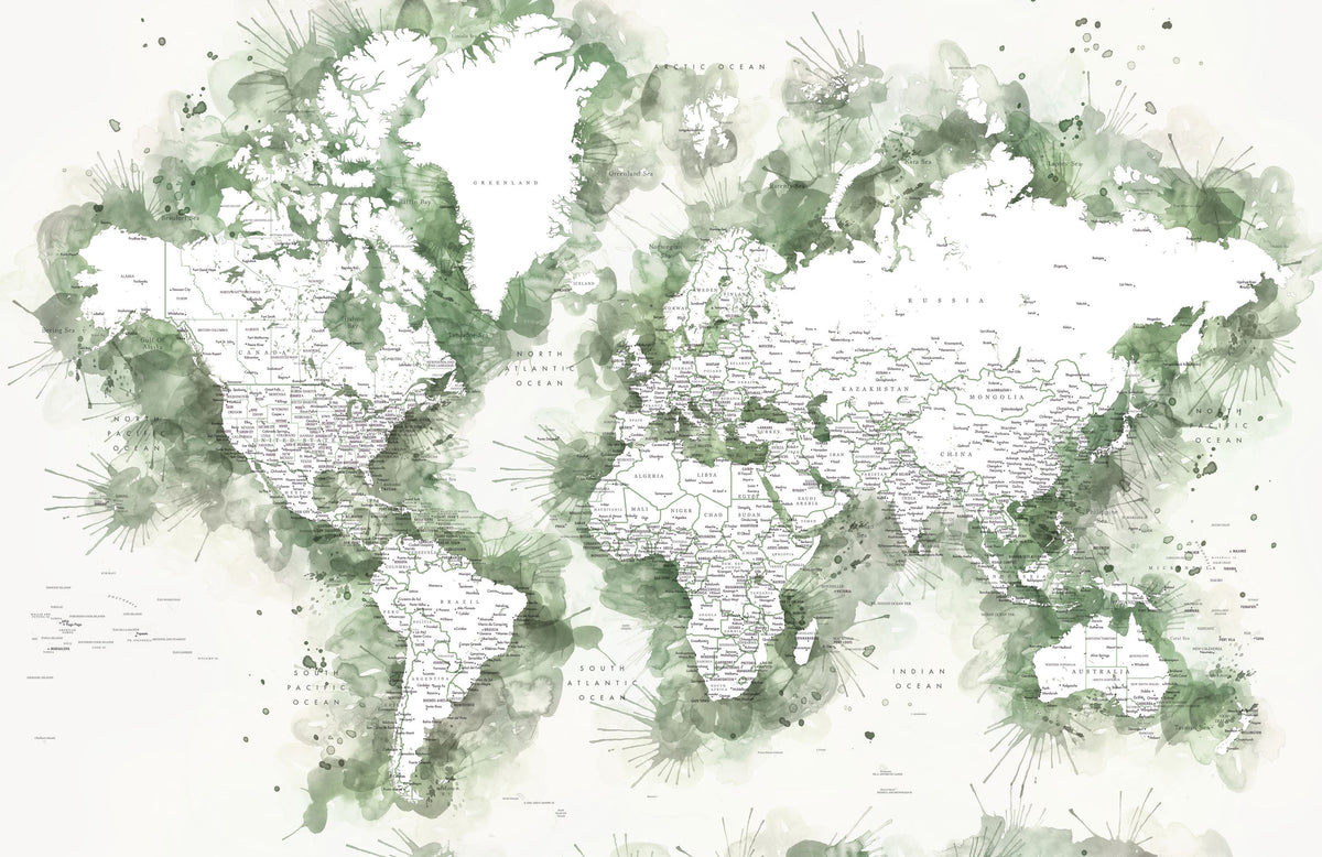 World Map Cities - Shawna Mural Wallpaper - pure wallpaper artwork