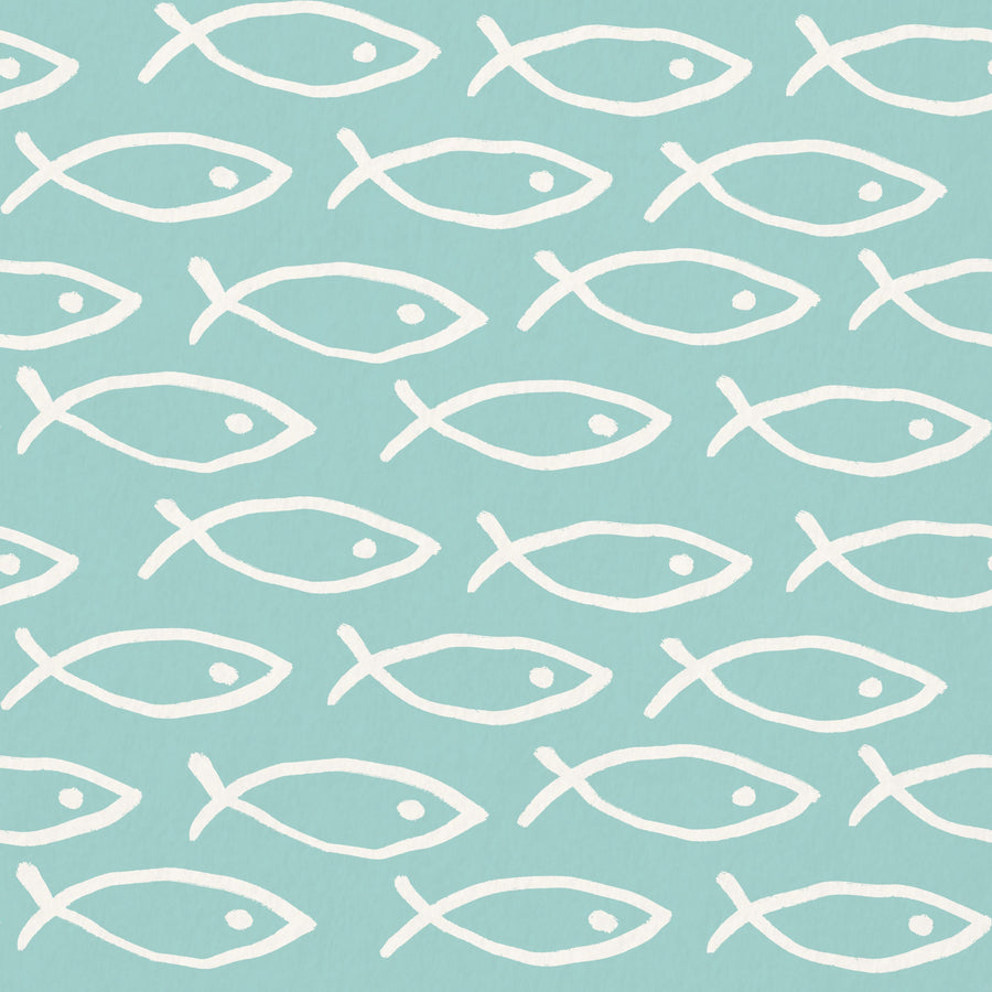 Seaside Fish Turqouise Mural Wallpaper
