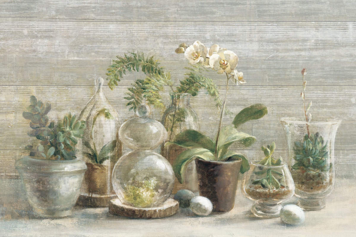 Greenhouse Orchids on Wood Mural Wallpaper - pure wallpaper artwork