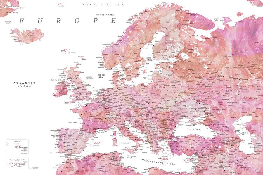 Europe Map Detailed - Tatiana Mural Wallpaper