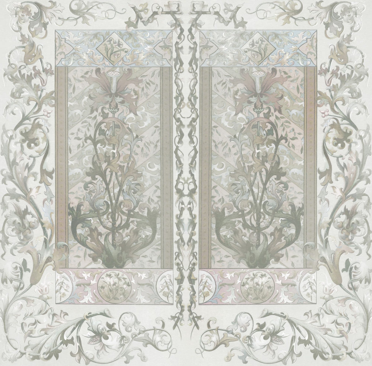 Plant Fantasy Ornament, Sage Mural Wallpaper - pure wallpaper artwork