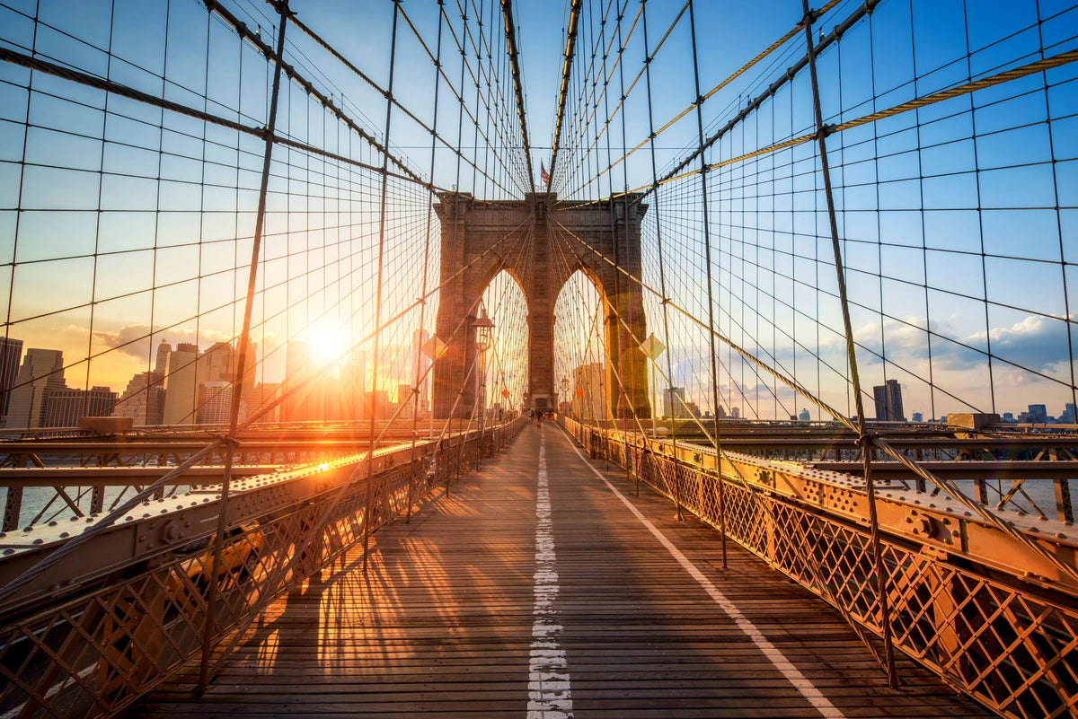Brooklyn Bridge Sunset Mural Wallpaper - pure wallpaper artwork