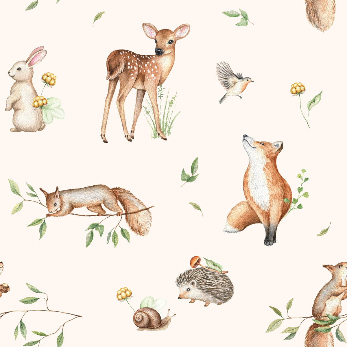 Forest Babies Mural Wallpaper - pure wallpaper artwork