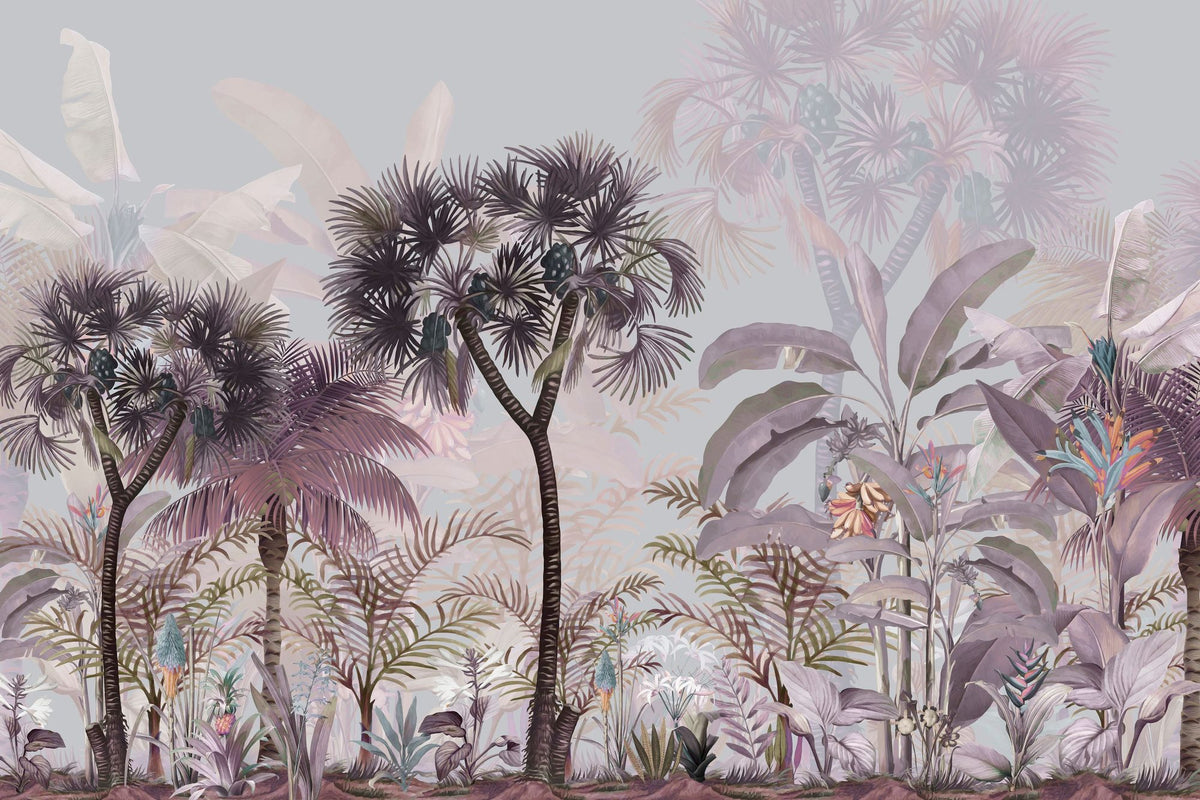 Tropical Forest Strolls Light Mural Wallpaper - pure wallpaper artwork