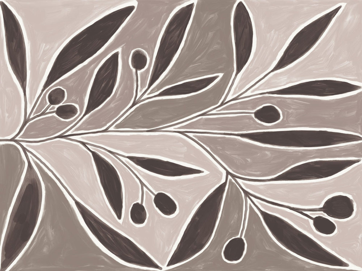 Modern Leaf Neutral Mural Wallpaper - pure wallpaper artwork