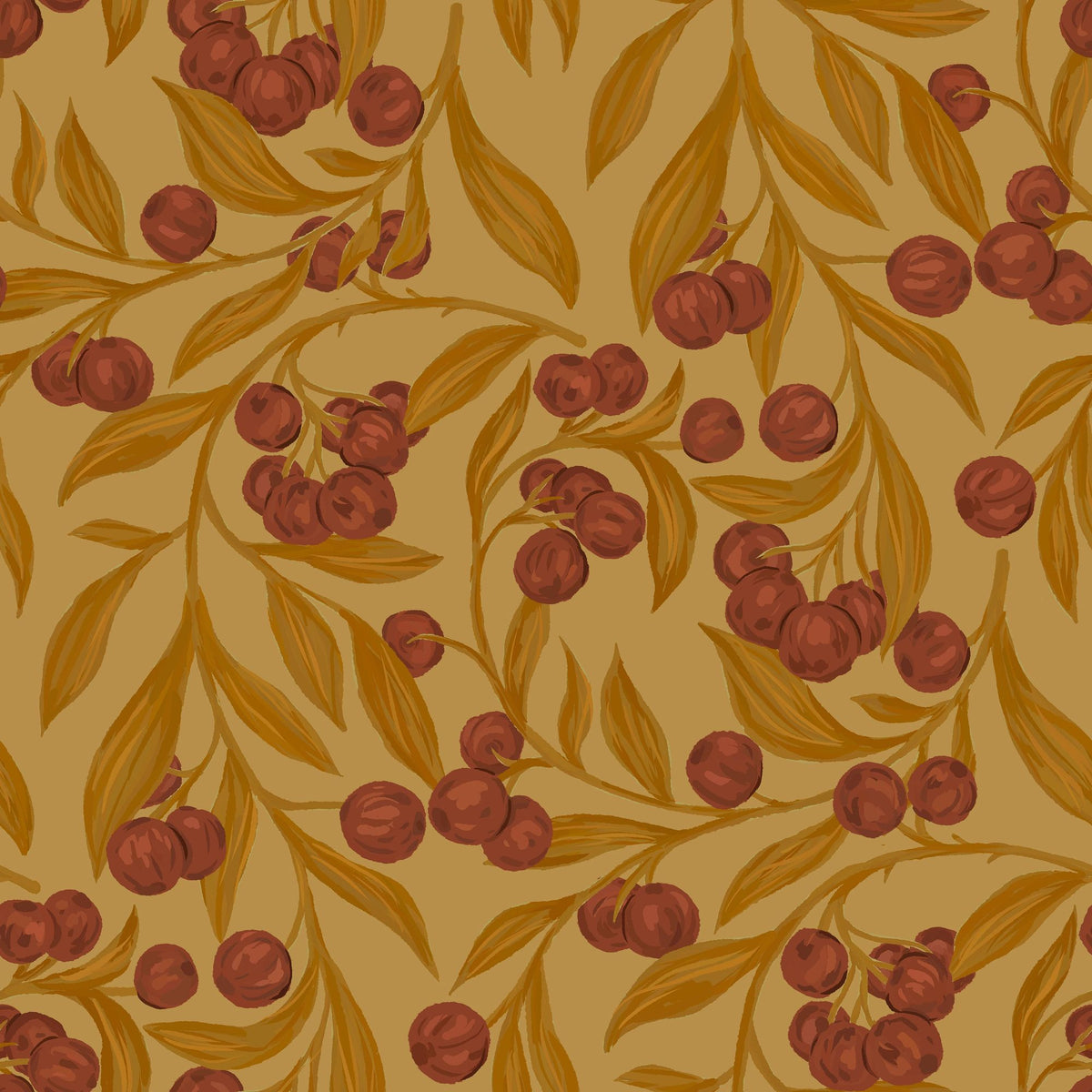 Autumn Berries, Rustic Mural Wallpaper - pure wallpaper artwork