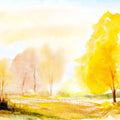 Yellow Autumn Trees, Landscape Painting Mural Wallpaper - pure wallpaper artwork