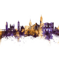 Málaga Spain Skyline Purple & Gold Mural Wallpaper - pure wallpaper artwork
