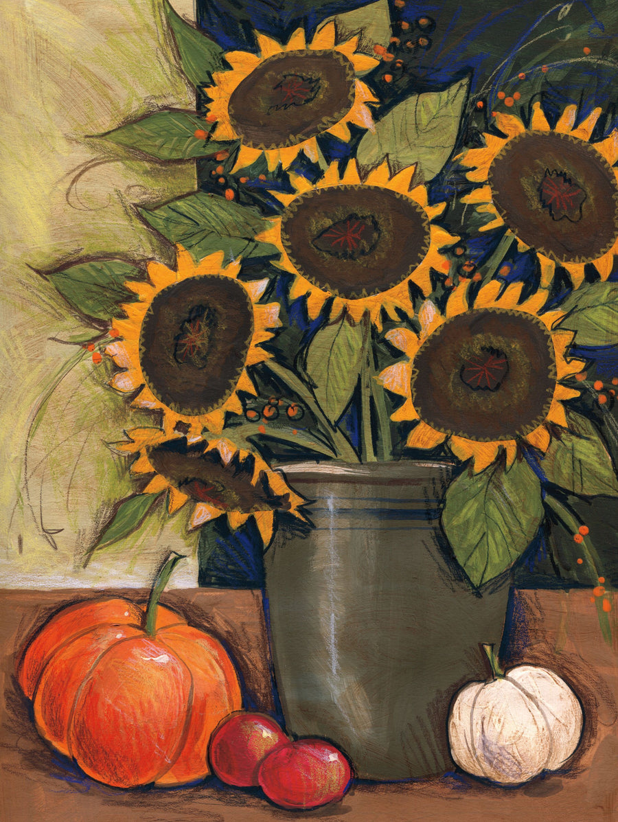 Sunflower Crock Mural Wallpaper