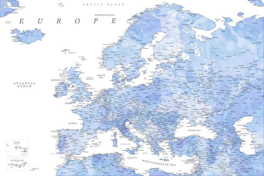 Europe Map Detailed - Josiah Mural Wallpaper