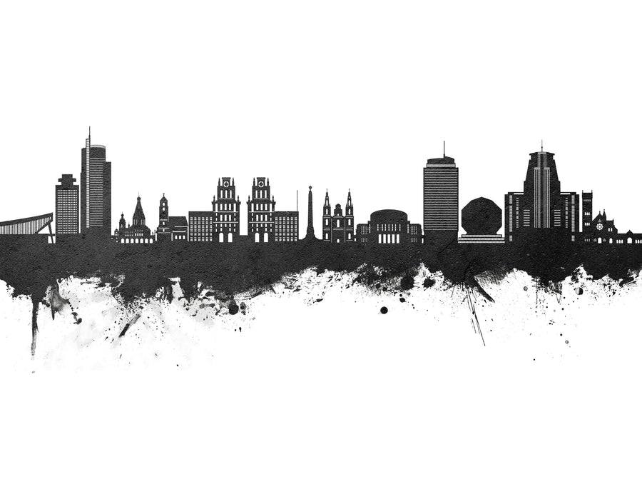 Minsk Belarus Skyline Black & White Mural Wallpaper