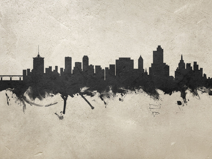 Tulsa Oklahoma Skyline Concrete Mural Wallpaper