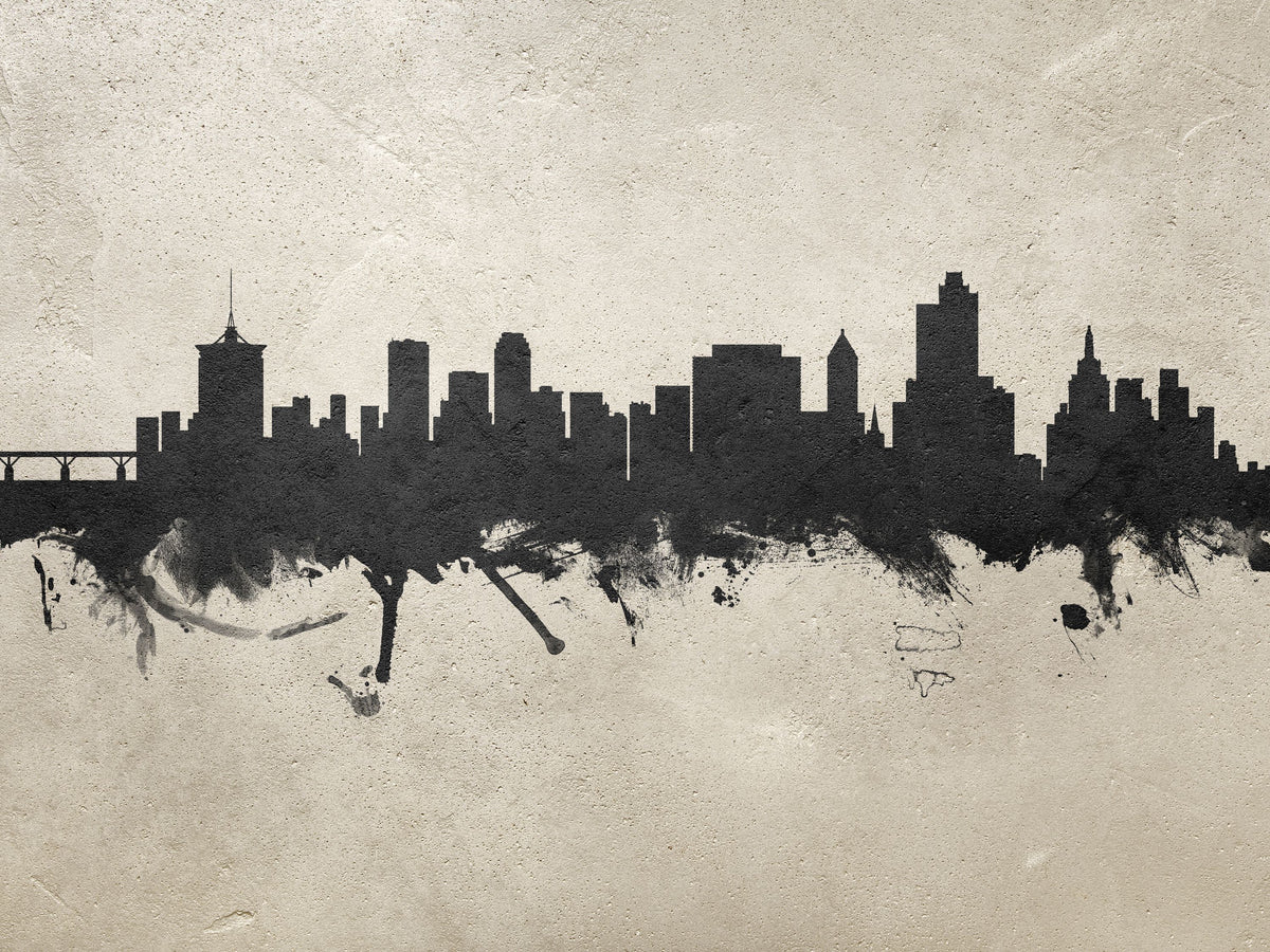 Tulsa Oklahoma Skyline Concrete Mural Wallpaper - pure wallpaper artwork