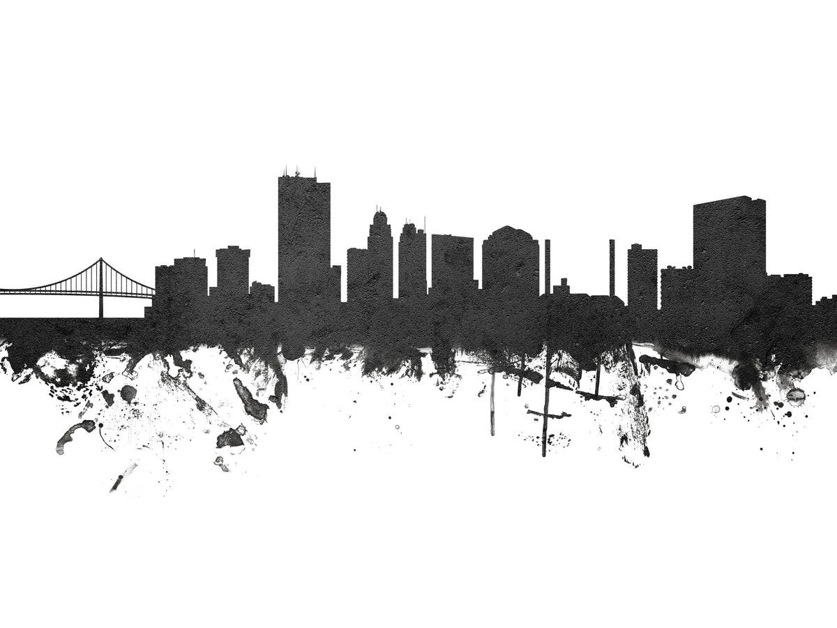 Toledo Ohio Skyline Black & White Mural Wallpaper - pure wallpaper artwork