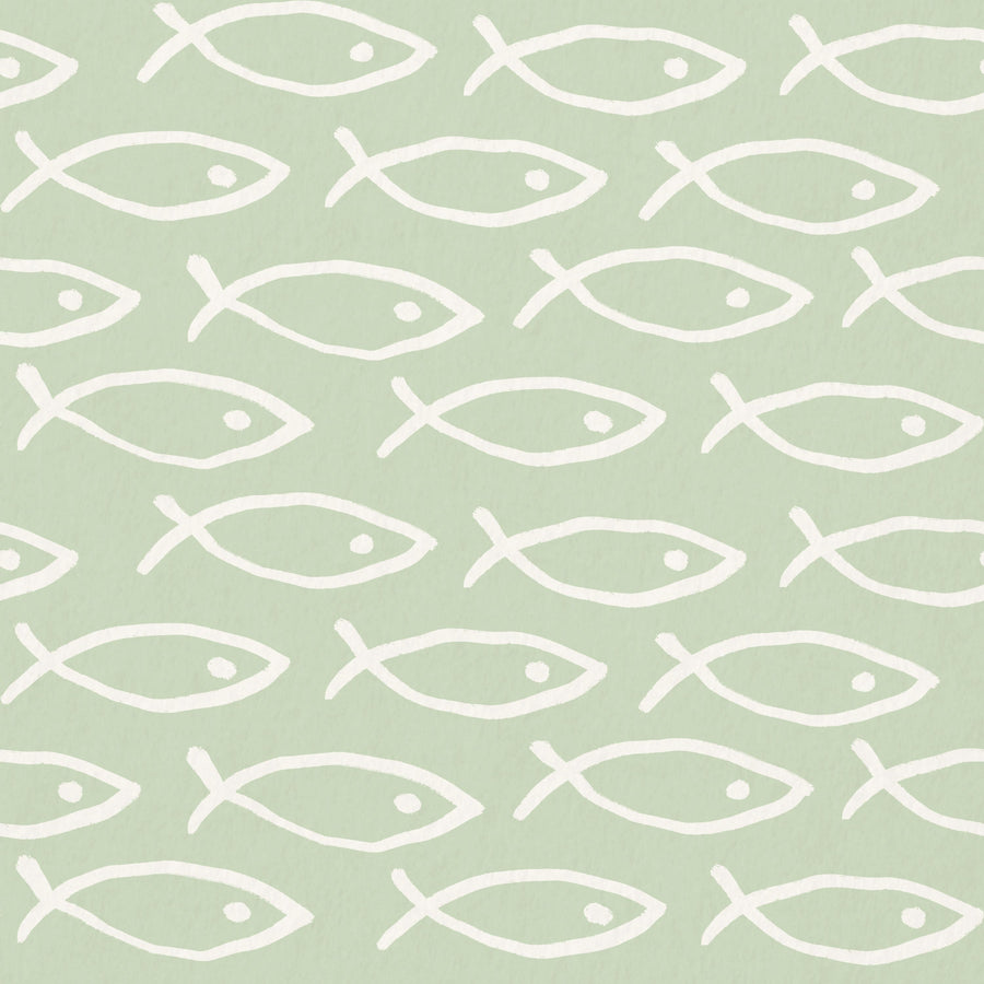 Seaside Fish Green Mural Wallpaper